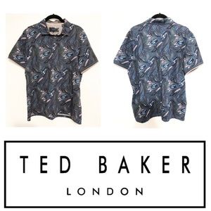 Ted Baker London Mens Paisley Polo Style Shirt Size 4 Summer Like New Condition